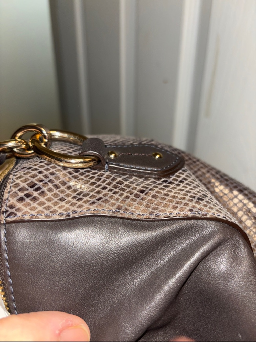 Coach Colette satchel in python-embossed leather graphite rare find 🕵️♀️ - Picture 13 of 14